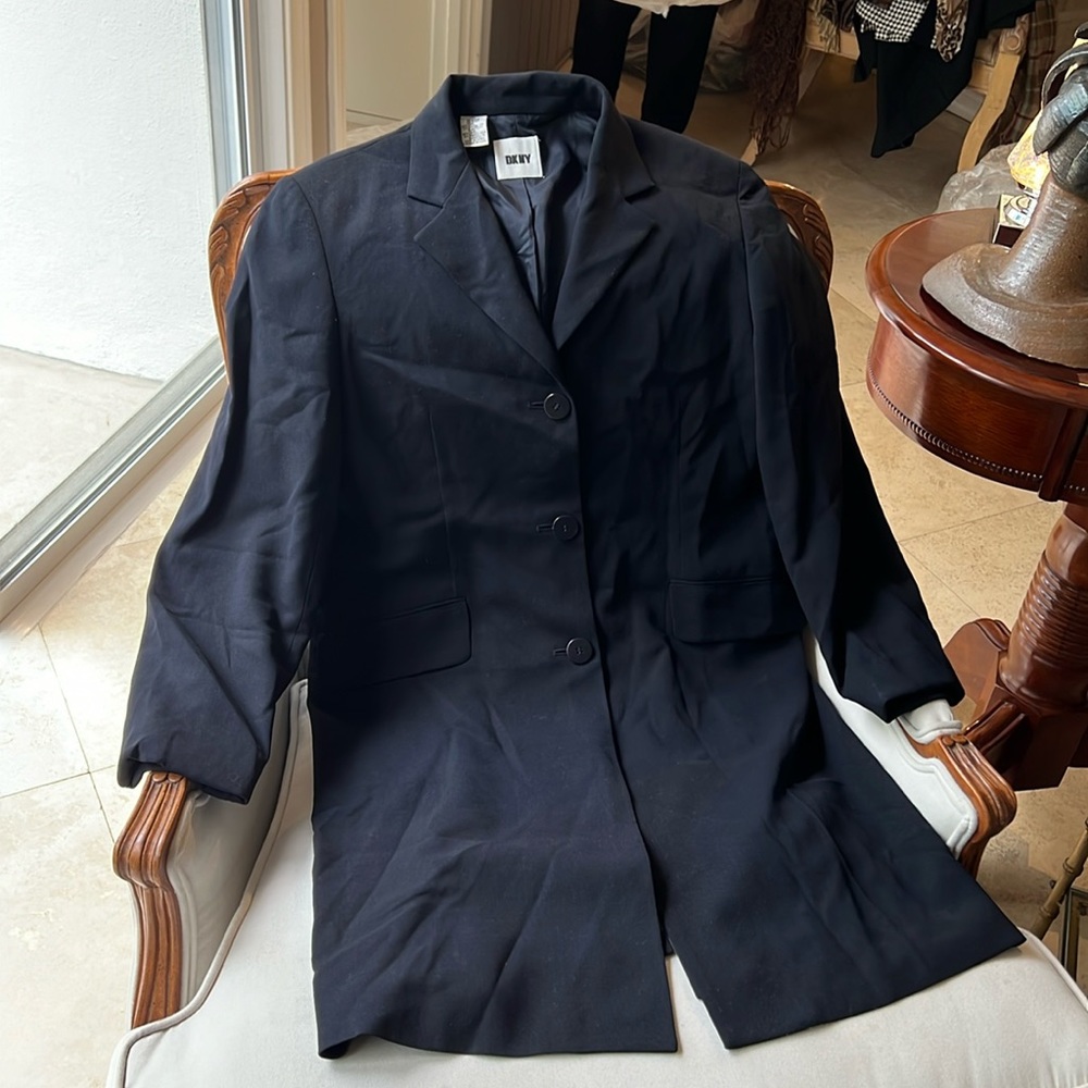 DKNY Long Black / Navy Coat/Blazer